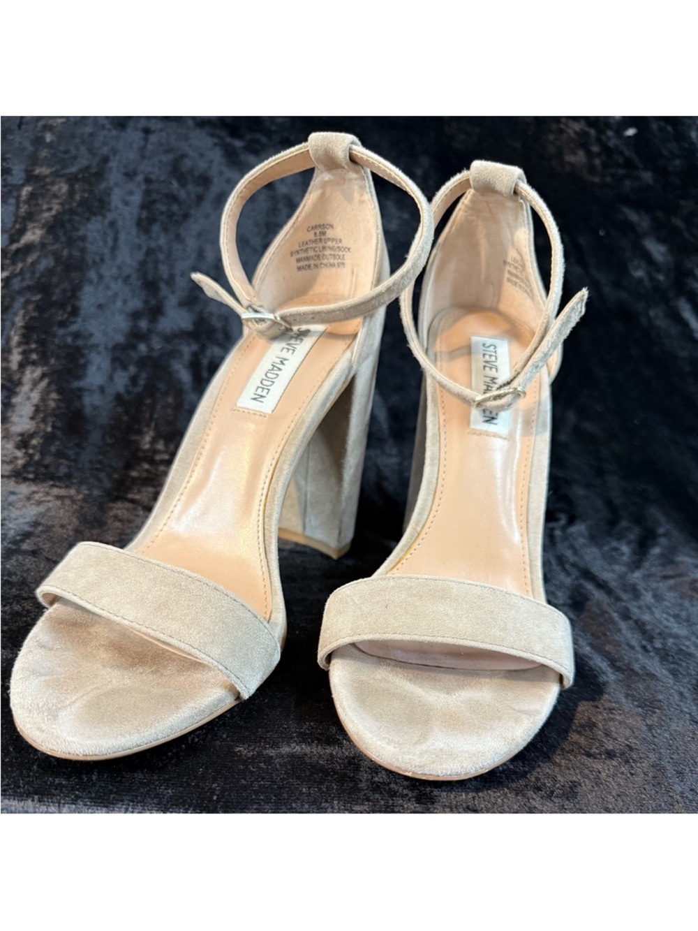 STEVE MADDEN TAUPE SUEDE HEELS Previously warn